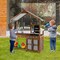 Kid's Mud Kitchen Outdoor Solid Wood Mud Kitchen with Canopy - 39.5" x 16.5" x 49.5"(L x W x H)